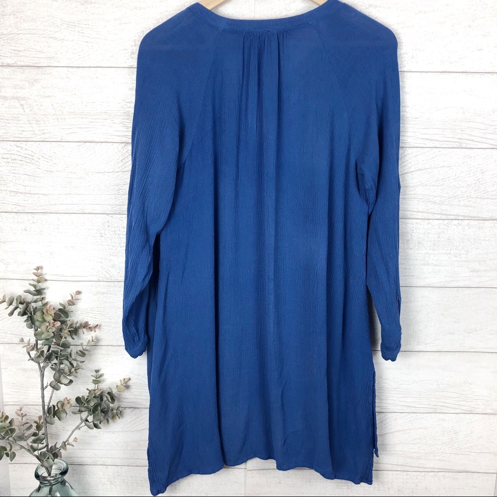PINK BLUSH Blue Button Down Tunic Top Dress - Picture 2 of 8